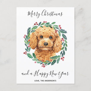 Poodle Dog Elegant Wreath Frohe Weihnachten