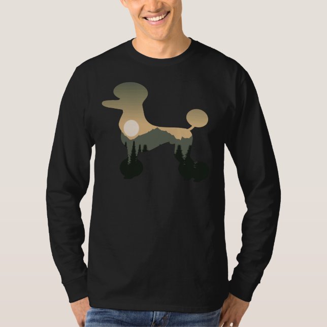 Poodle Dog Forest Mountain Sunset T-Shirt (Vorderseite)
