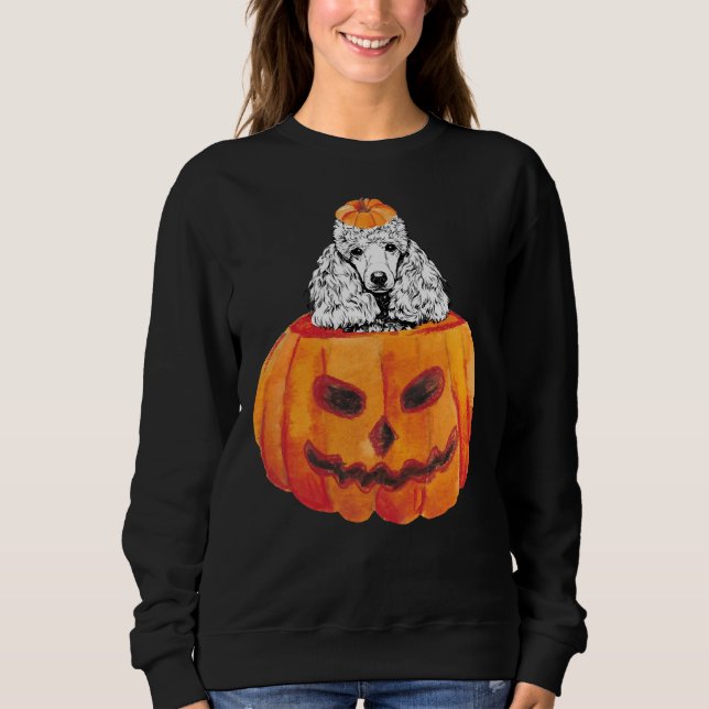 Poodle Dog Happy Halloween Pumpkin Sweatshirt (Vorderseite)