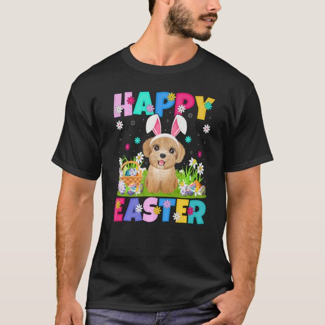 Poodle Dog Happy Osterfest Bunny Poodle Osterfeier T-Shirt (Vorderseite)