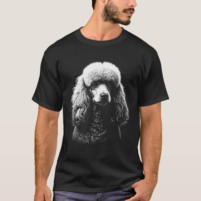 Poodle Dog Head Dark Art Black T-Shirt (Vorderseite)