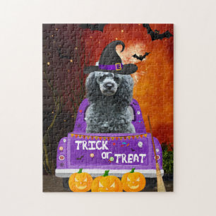 Poodle Dog im Halloween-Lkw Puzzle