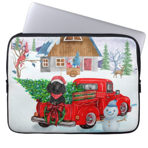 Poodle Dog in Christmas Delivery LKW Schnee Laptopschutzhülle