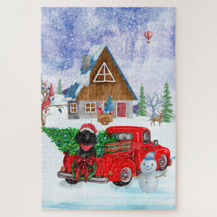 Poodle Dog in Christmas Delivery LKW Schnee Puzzle
