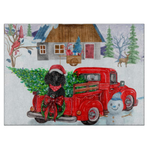 Poodle Dog in Christmas Delivery LKW Schnee Schneidebrett