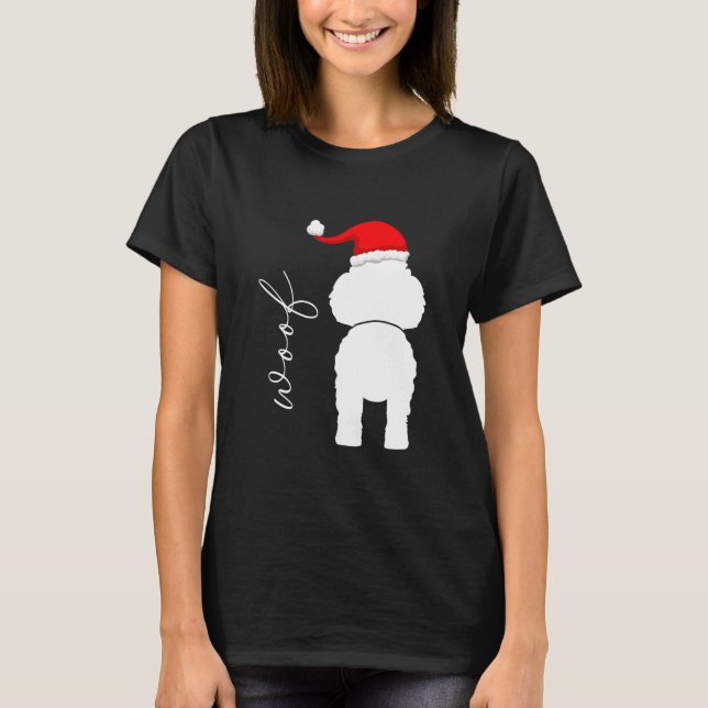 Poodle Dog In Santa Claus Hat T-Shirt (Vorderseite)