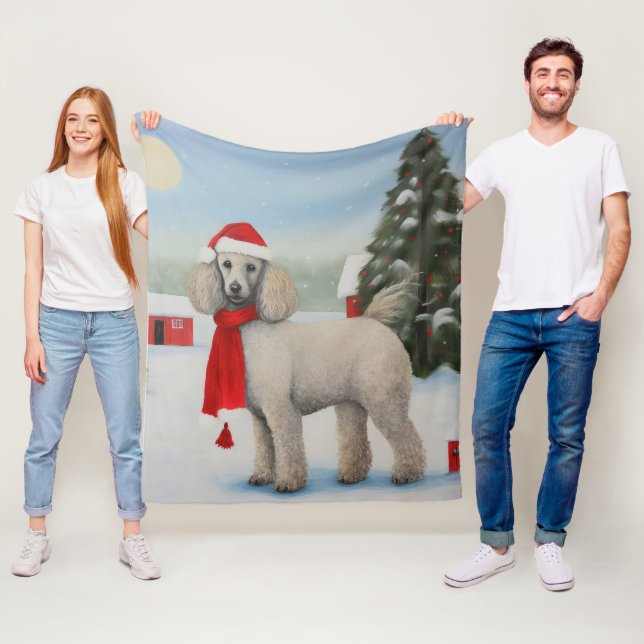 Poodle Dog in Schnee Weihnachten Fleecedecke (Beispiel)