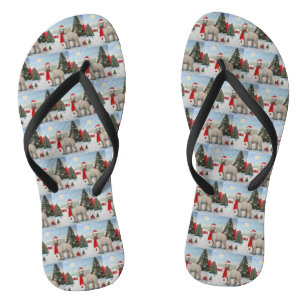 Poodle Dog in Schnee Weihnachten Flip Flops