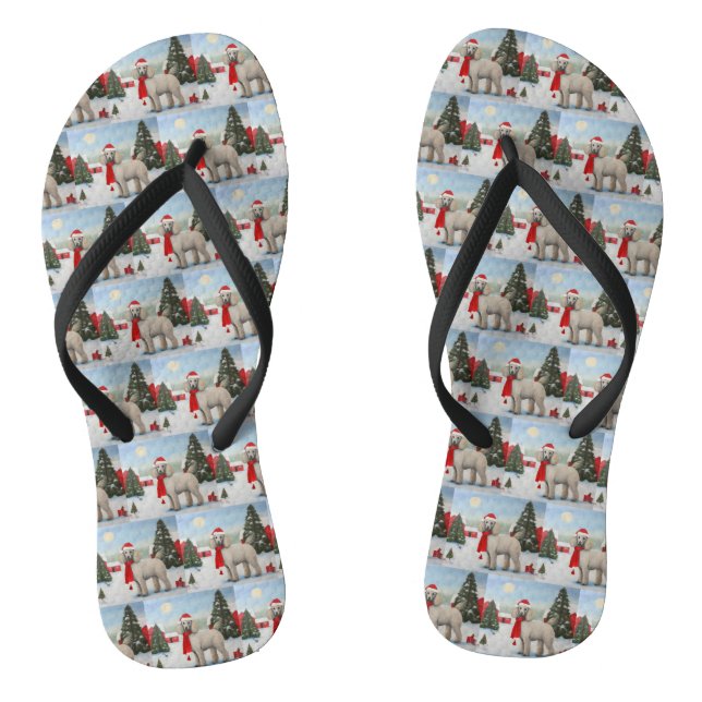 Poodle Dog in Schnee Weihnachten Flip Flops (Fußbett)