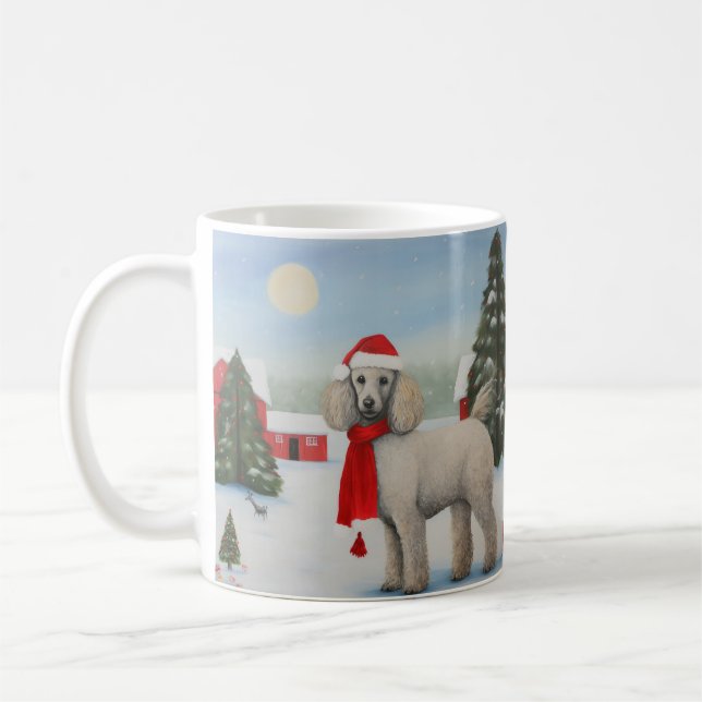 Poodle Dog in Schnee Weihnachten Kaffeetasse (Links)
