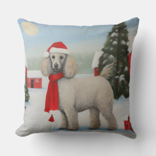 Poodle Dog in Schnee Weihnachten Kissen