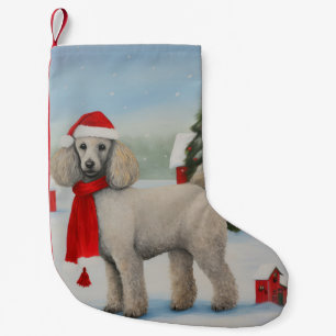 Poodle Dog in Schnee Weihnachten Kleiner Weihnachtsstrumpf