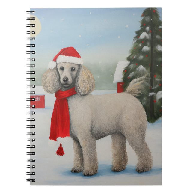 Poodle Dog in Schnee Weihnachten Notizblock (Vorderseite)