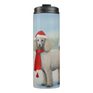 Poodle Dog in Schnee Weihnachten Thermosbecher