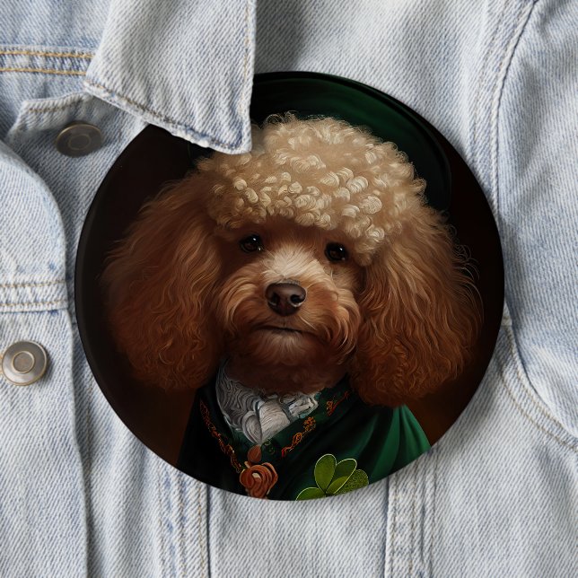 Poodle Dog in St. Patrick's Day Dress Button (Beispiel)
