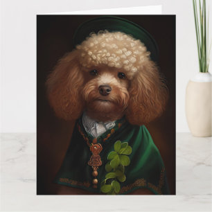 Poodle Dog in St. Patrick's Day Dress Karte