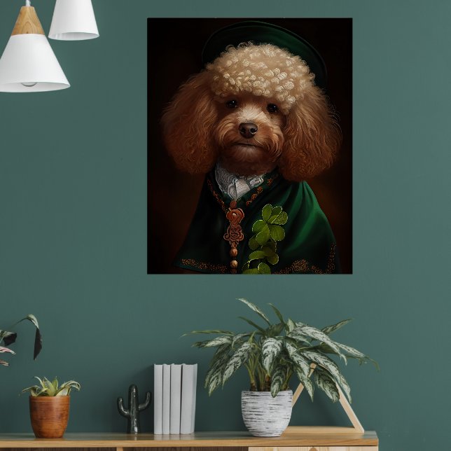 Poodle Dog in St. Patrick's Day Dress Poster (Wohnzimmer 1)