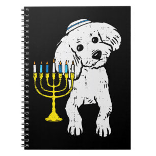 Poodle Dog Jewish Poodle Dog Menorah Hanukkah Paja Notizblock
