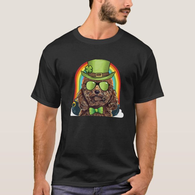 Poodle Dog Leprechaun Funny St Patricks Day T-Shirt (Vorderseite)