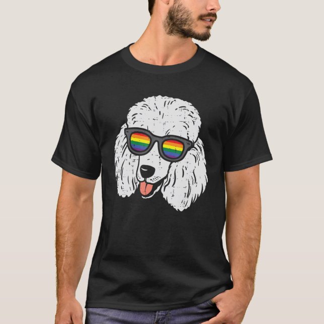 Poodle Dog LGBTQ Rainbow Flag Gay Pride Ally Dog L T-Shirt (Vorderseite)