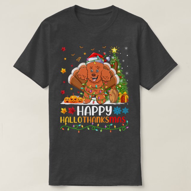 Poodle Dog Lover Funny Happy Poodle HelloDankeMas T-Shirt (Design vorne)