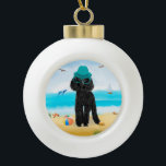 Poodle Dog on Beach Keramik Kugel-Ornament<br><div class="desc">Ein Poodle Hund am Strand ist eine Geschenkidee für jemanden,  der diesen Hund züchtet,  die Liebe.</div>