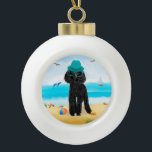 Poodle Dog on Beach Keramik Kugel-Ornament<br><div class="desc">Ein Poodle Hund am Strand ist eine Geschenkidee für jemanden,  der diesen Hund züchtet,  die Liebe.</div>