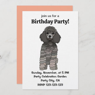 Poodle Dog Pet Birthday Party Einladung
