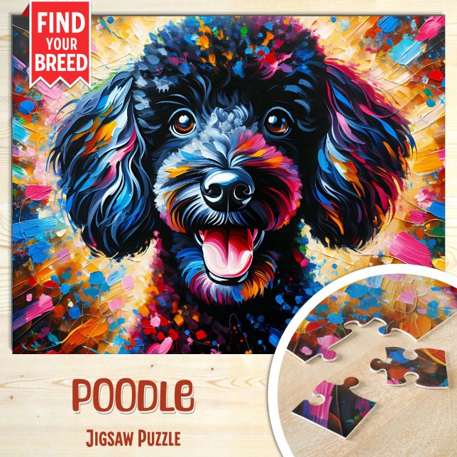 Poodle Dog Portrait Akryllische Kunst Print Dog Lo Puzzle (Von Creator hochgeladen)