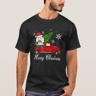 Poodle Dog Riding Red Truck Weihnachtsdekorationen T-Shirt