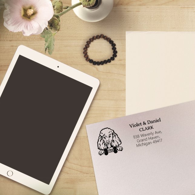 Poodle Dog Rücksendeadresse Gummistempel (Von Creator hochgeladen)