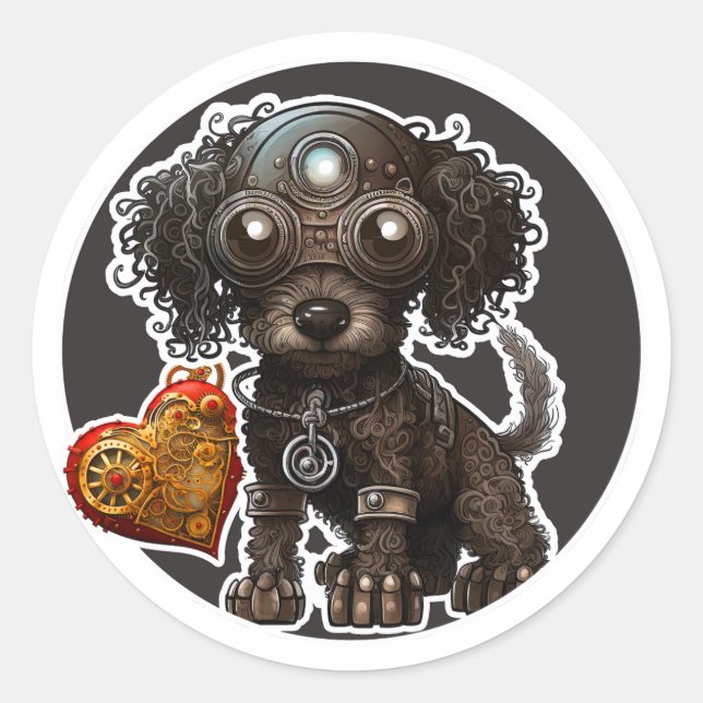 Poodle Dog Runder Aufkleber (Vorderseite)