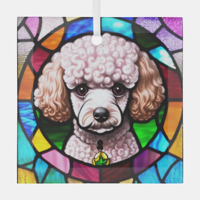 Poodle Dog "Stainted Glass" Ornament Aus Glas (Vorderseite)
