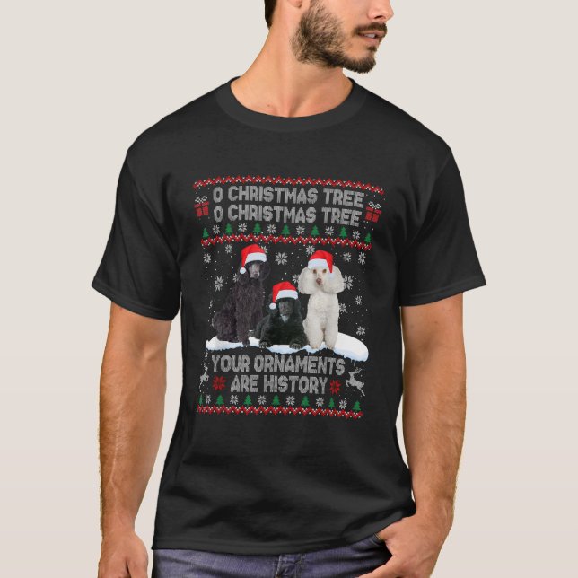 Poodle Dog Ugly Sweater Christmas Light Xmas Pajam T-Shirt (Vorderseite)