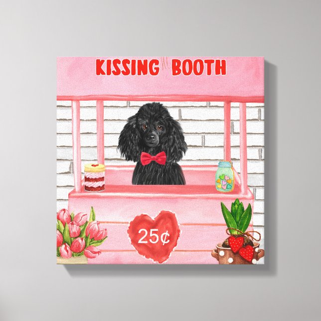 Poodle Dog Valentine's Day Kissing Booth Leinwanddruck (Vorderseite)