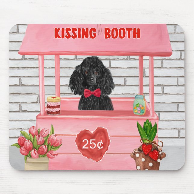 Poodle Dog Valentine's Day Kissing Booth Mousepad (Vorne)