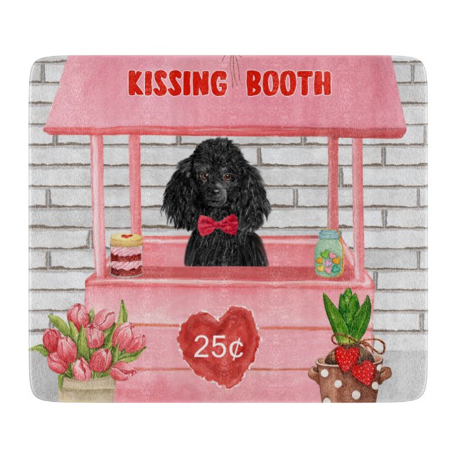 Poodle Dog Valentine's Day Kissing Booth Schneidebrett (Vorderseite)