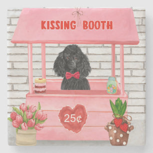 Poodle Dog Valentine's Day Kissing Booth Steinuntersetzer
