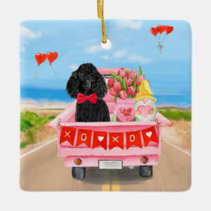 Poodle Dog Valentine's Day Lkw Herz Keramikornament