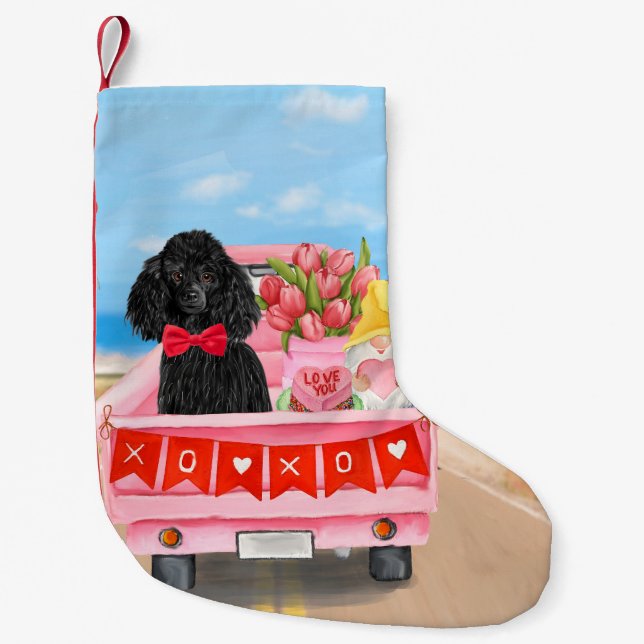 Poodle Dog Valentine's Day Lkw Herz Kleiner Weihnachtsstrumpf (Vorderseite)