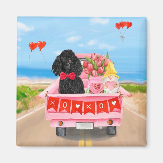 Poodle Dog Valentine's Day Lkw Herz Magnet (Vorne)