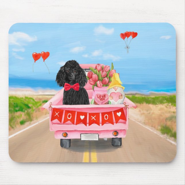 Poodle Dog Valentine's Day Lkw Herz Mousepad (Vorne)
