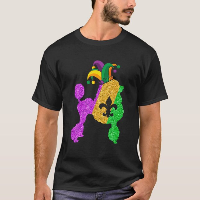 Poodle Dog Vater Mama Lover Funny Mardi Gras Party T-Shirt (Vorderseite)