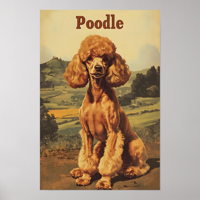 Poodle Dog Vintage Art Poster (Vorne)