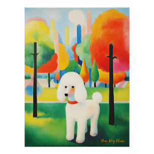 Poodle dog wandern im Park 01 - Madeleine Mack Poster