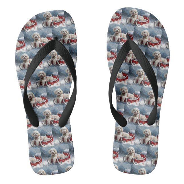 Poodle Dog Weihnachtsfest Flip Flops (Fußbett)