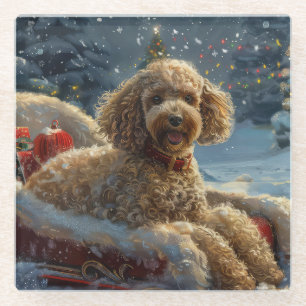 Poodle Dog Weihnachtsfest Glasuntersetzer