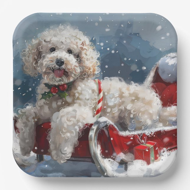 Poodle Dog Weihnachtsfest Pappteller (Vorderseite)