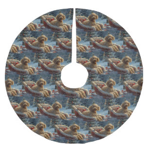 Poodle Dog Weihnachtsfest Polyester Weihnachtsbaumdecke