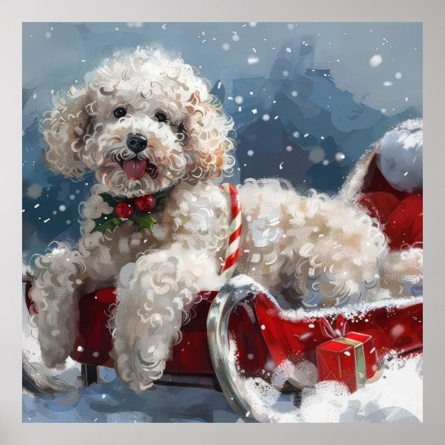 Poodle Dog Weihnachtsfest Poster (Vorne)